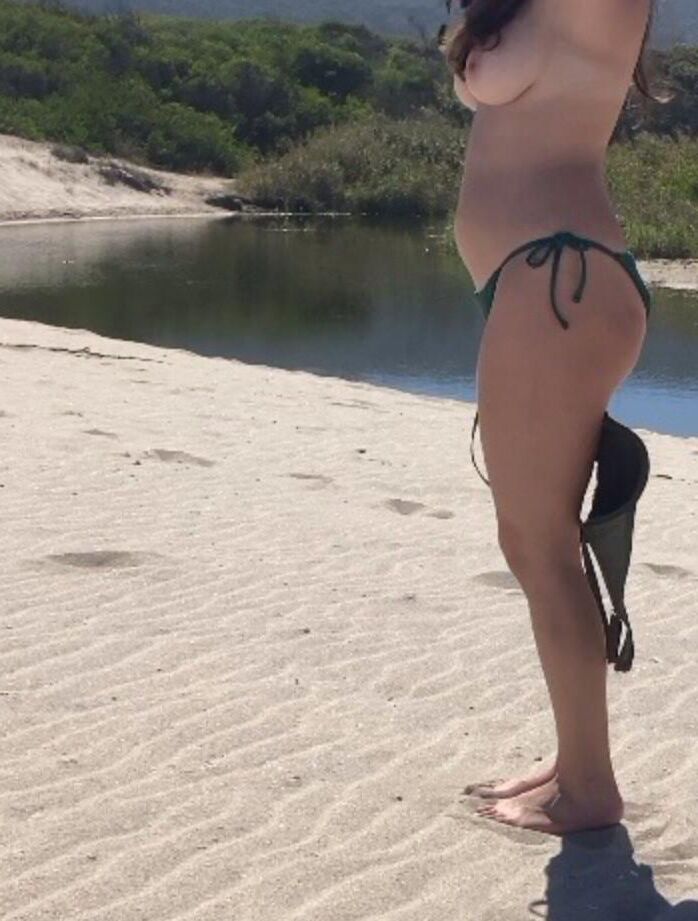 Esposa de topless praia