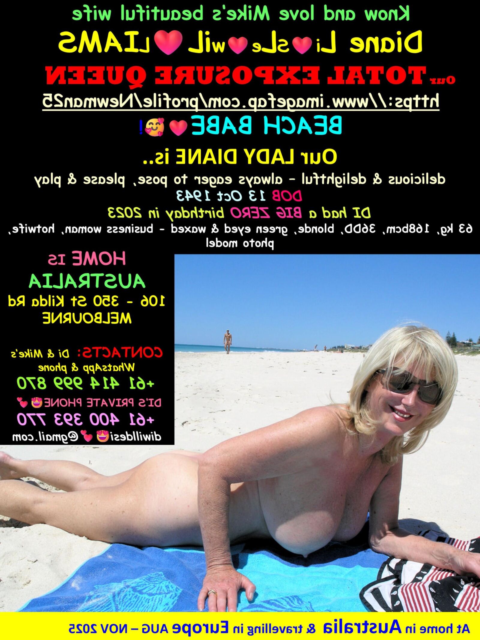 VOYEUR'S HEAVEN our LOVELY LADY DIANE at the BEACH!
