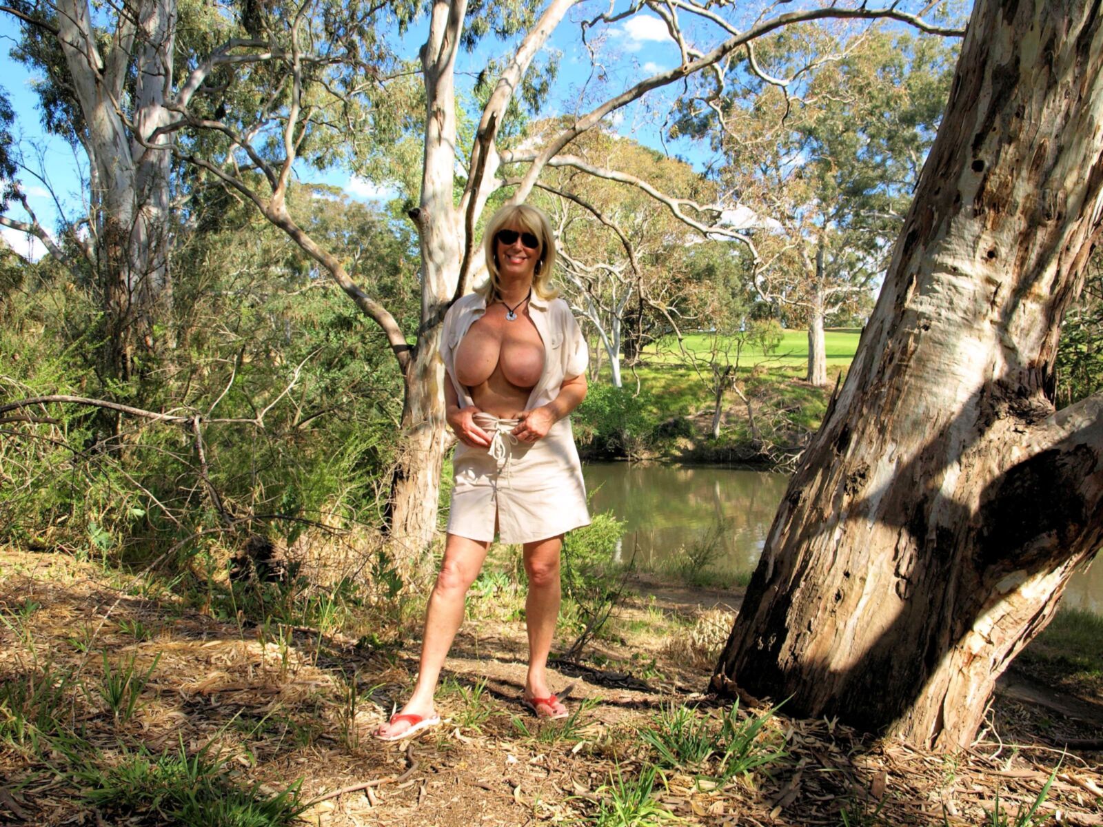 GREEN SPACES our lovely LADY DIANE NUDE in PARKS and GARDENS!
