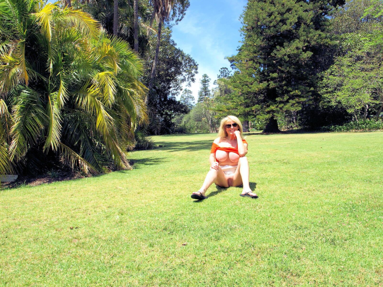 GREEN SPACES our lovely LADY DIANE NUDE in PARKS and GARDENS!